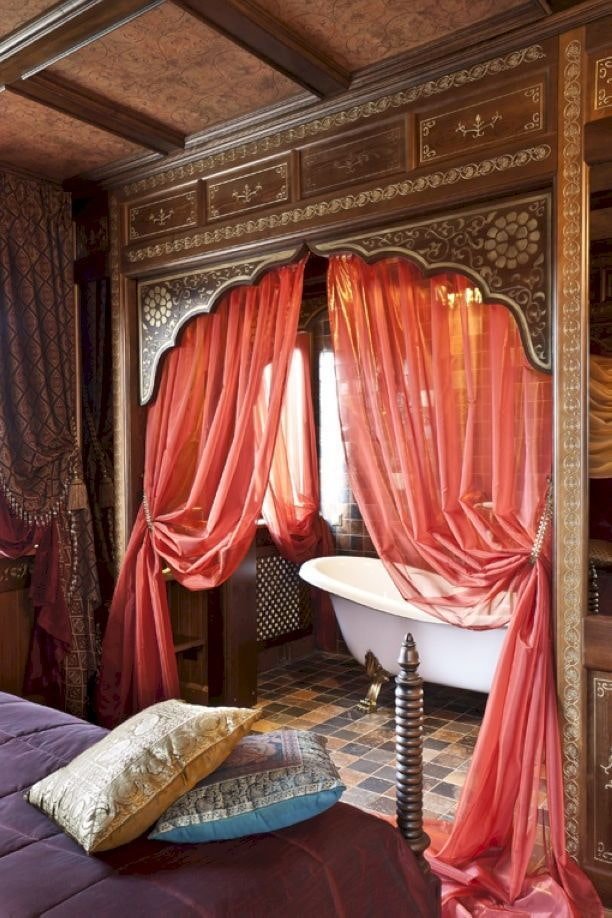 curtains on the door in the oriental style