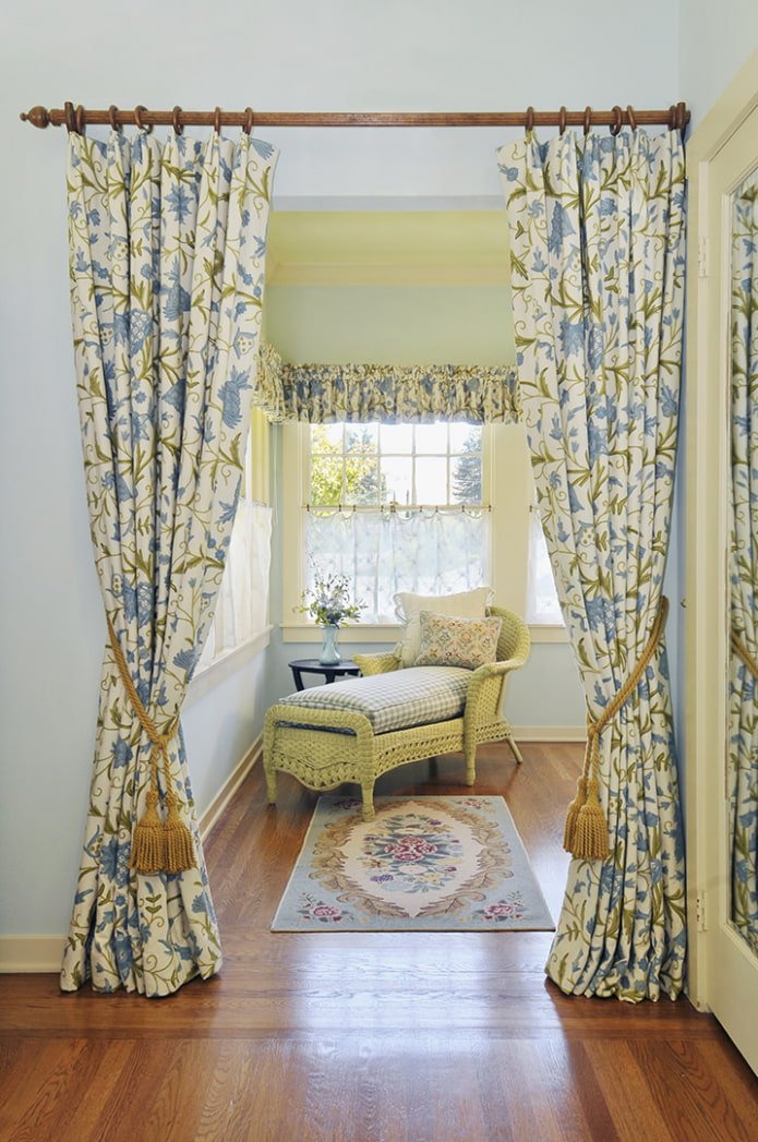 curtains on the door in a country style
