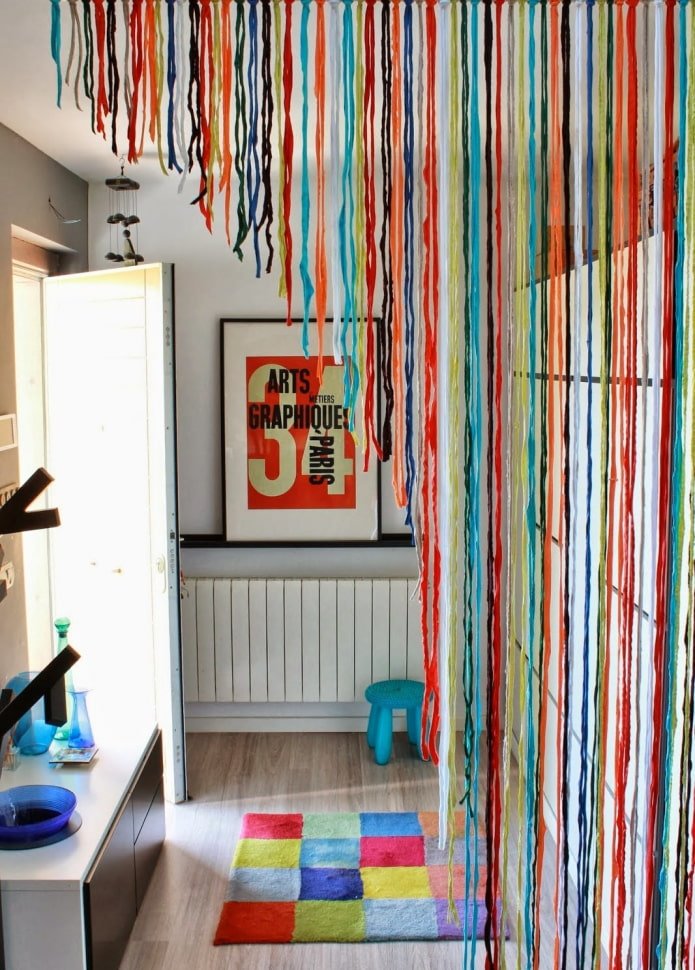curtains on the door in the children's interior