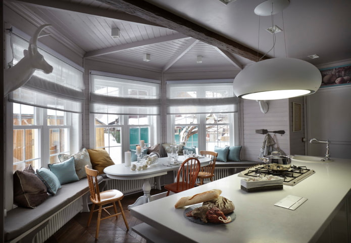 Roman blinds on the bay window
