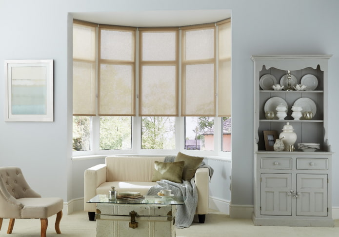 roller blinds on the bay window