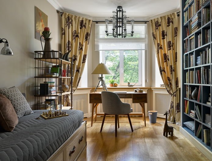 Roman blind and curtains