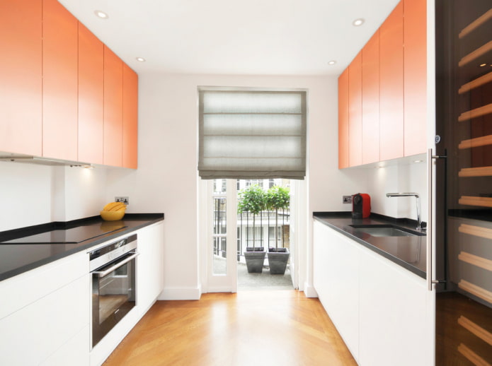 Roman blinds on the balcony opening