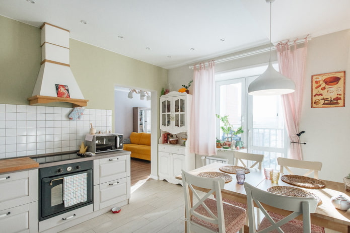 short curtains on the balcony opening in the kitchen