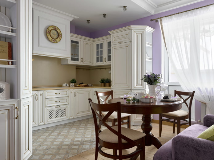 curtains on the balcony opening in the kitchen