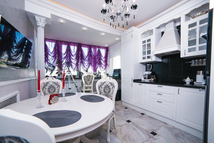 purple French curtains
