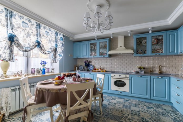 white-blue curtains