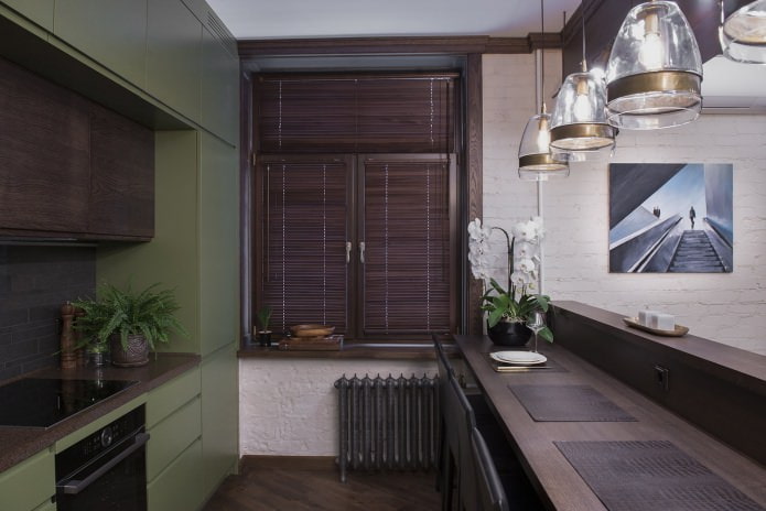 brown blinds for the kitchen