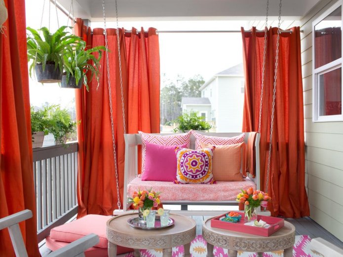 red curtains