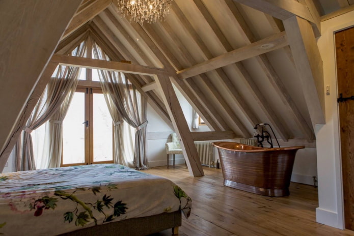 roof windows with curtains in the interior