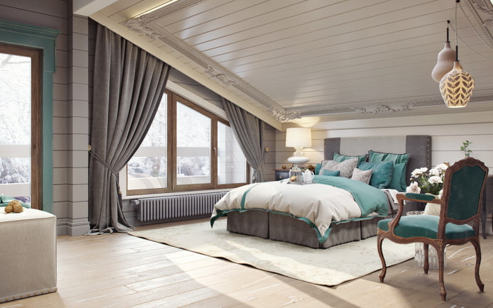 roof windows with curtains in the interior