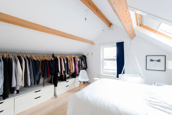 roller blinds on a dormer window in a Scandinavian style