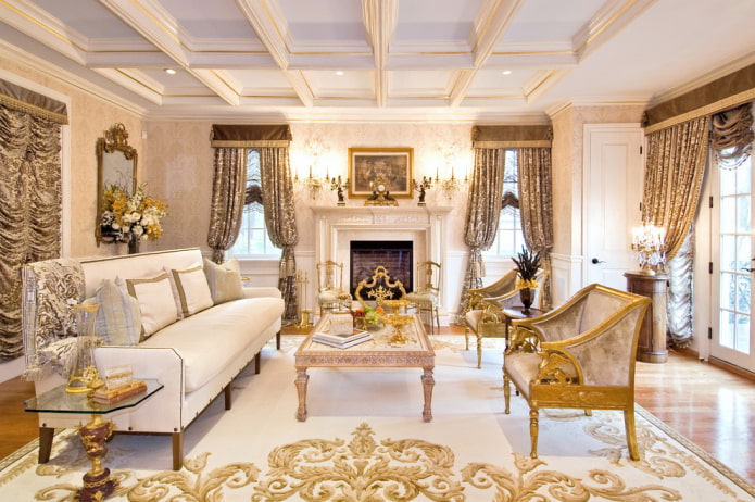 curtains with lambrequins in a classic style