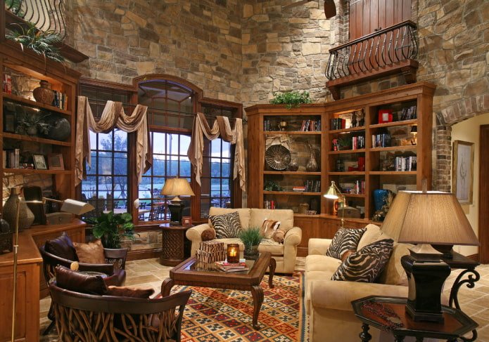 lambrequin with throws in the interior