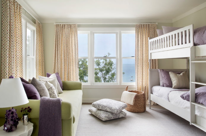 polka dot curtains in the interior
