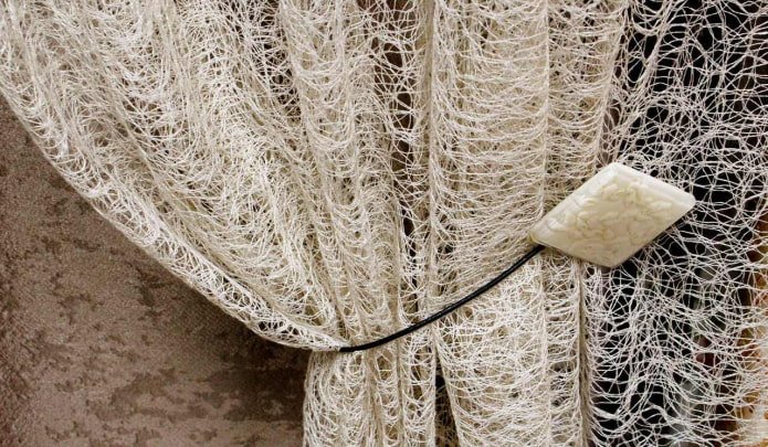 curtains with a spiderweb pattern