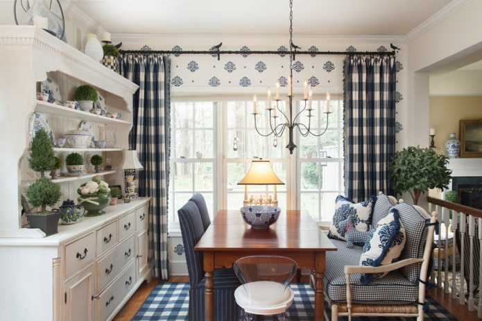 checkered curtains in the interior