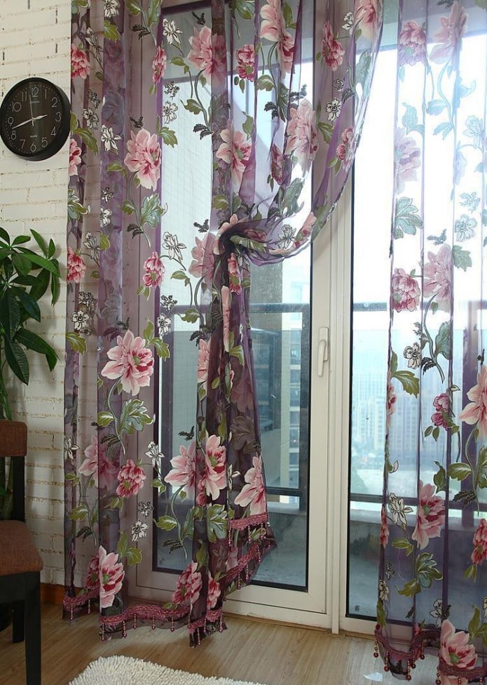 tulle with flowers