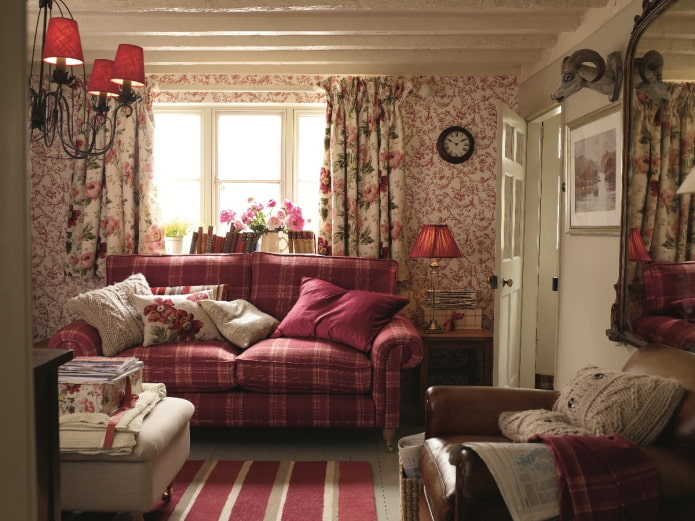curtains with a floral print in country style