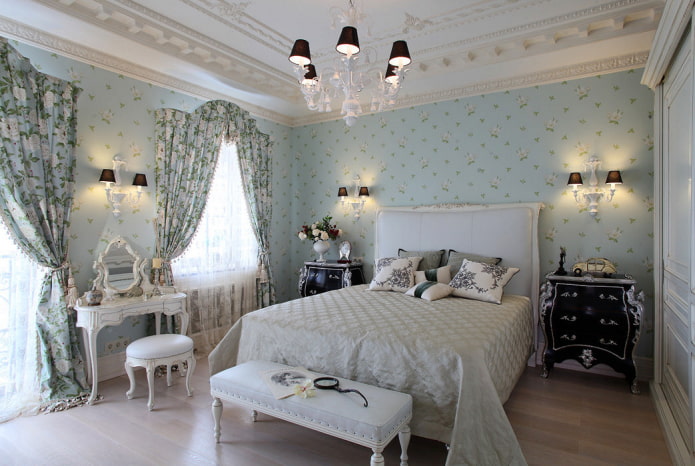 curtains with a floral print in a classic interior