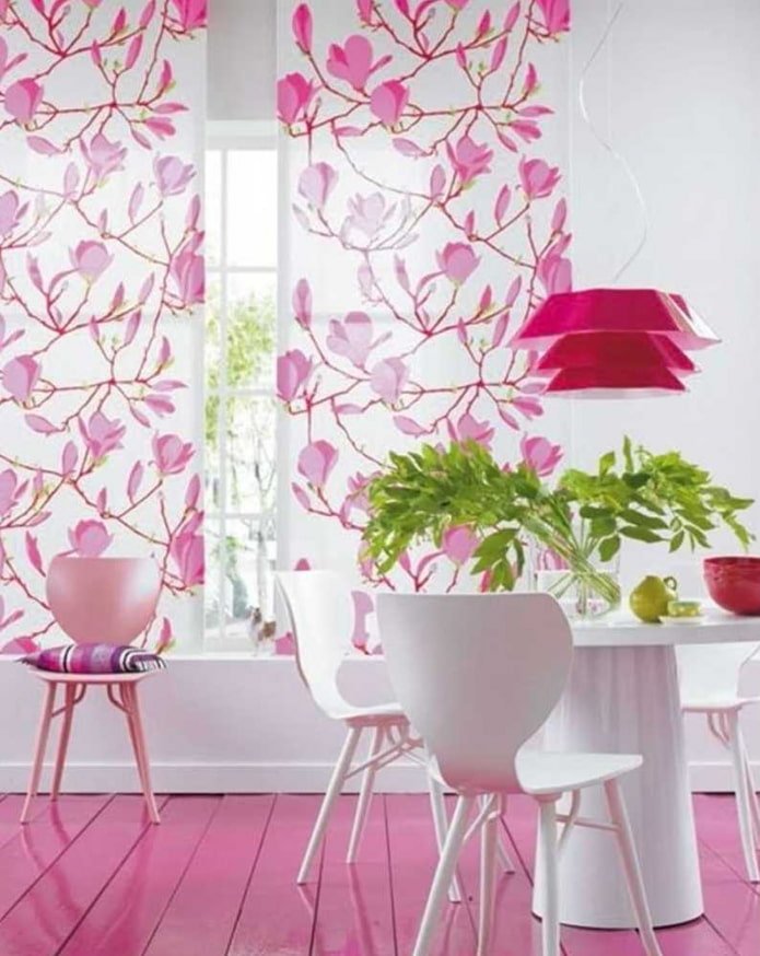 curtains with pink floral print