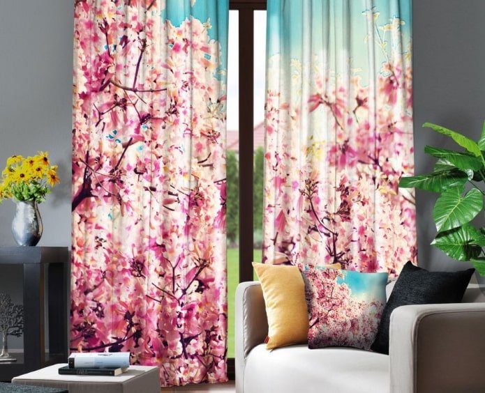 curtains with sakura
