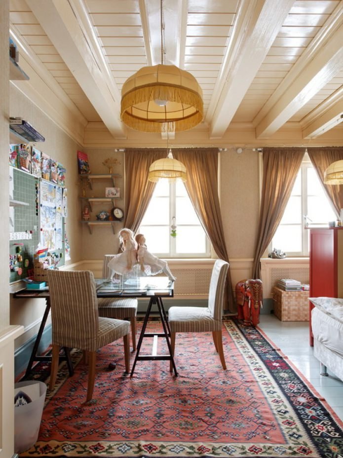 yellow curtains at the dacha