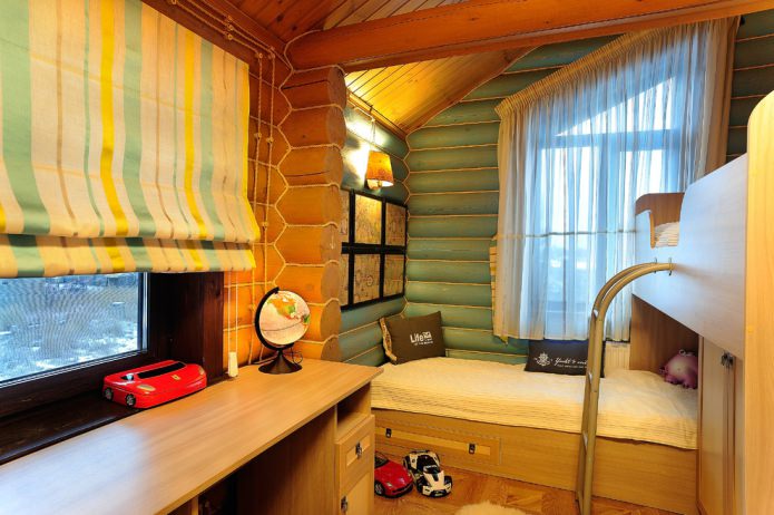 children's room in a wooden house