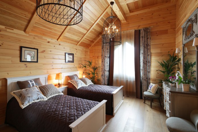 curtains in a wooden house