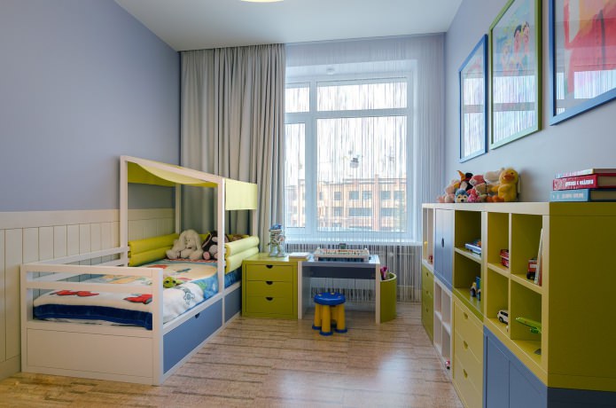 combined curtains in a nursery