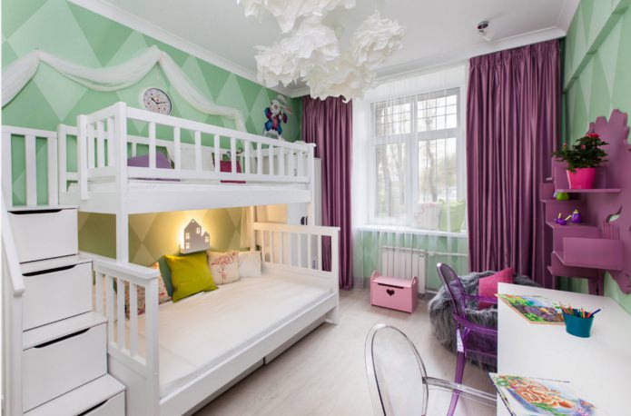 classic purple curtains in a girl's nursery