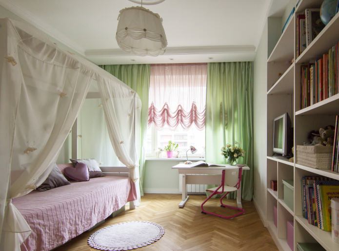 pink and green tulle in the nursery