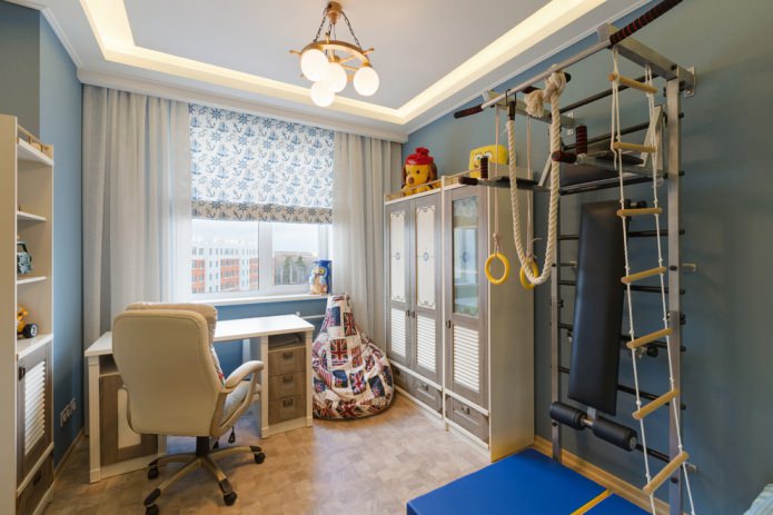 Navy style curtains for a child's room