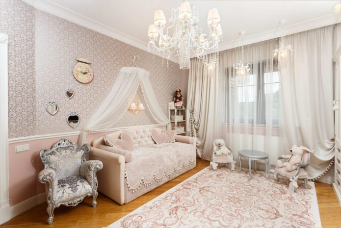 beige curtains in a classic style for a child's room