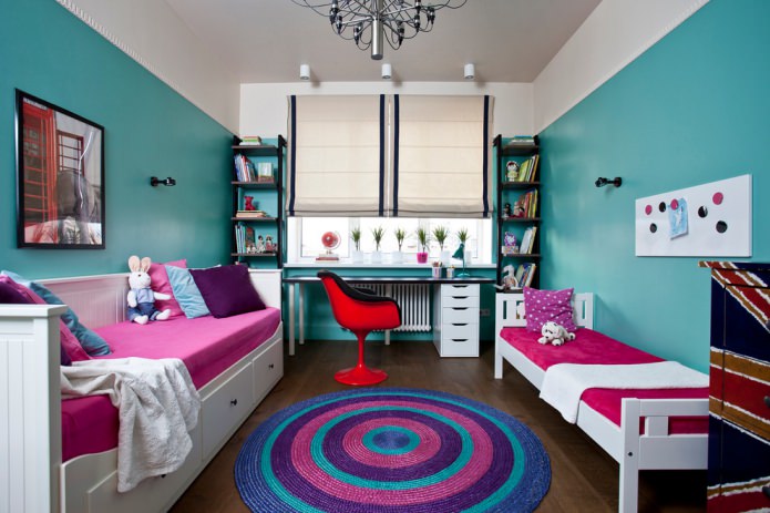 Roman blinds in a children's room for two children