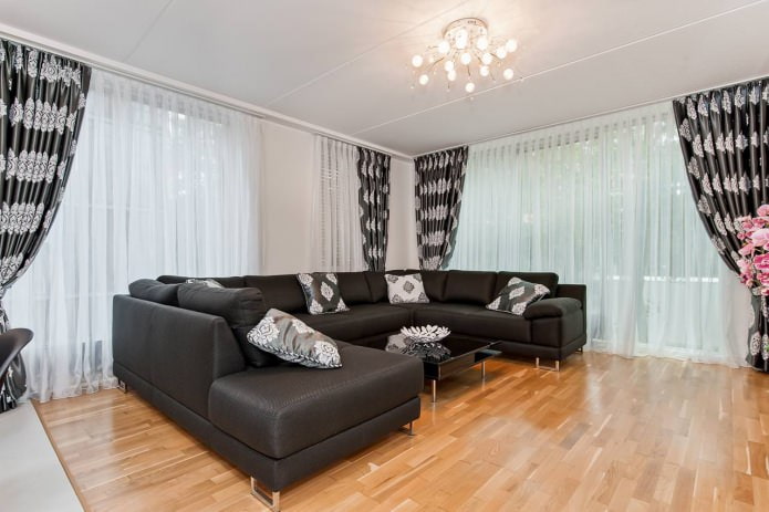 Black and white curtains for the living room