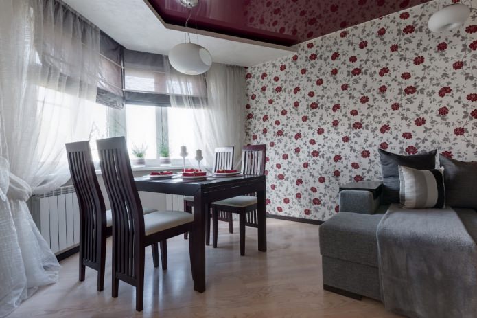 Curtains in the bay window for the living room
