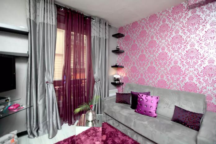 Curtains with eyelets in living room