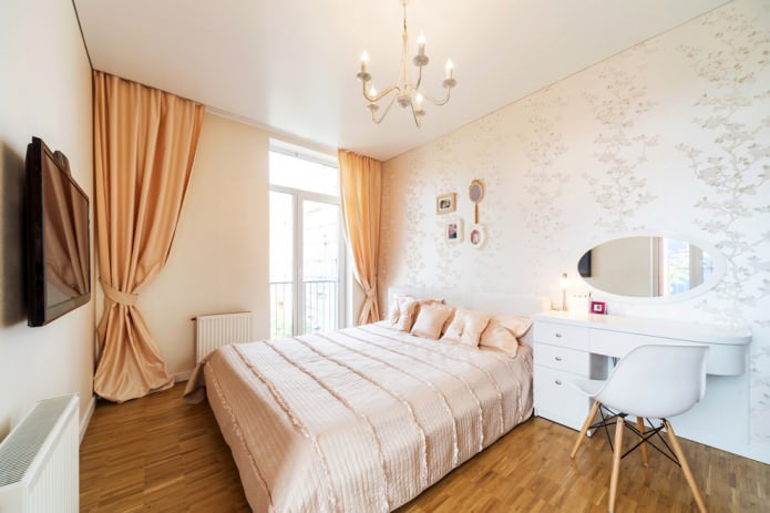 pastel interior with peach curtains