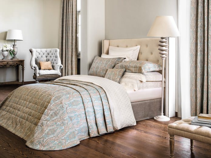 jacquard on curtains in the bedroom