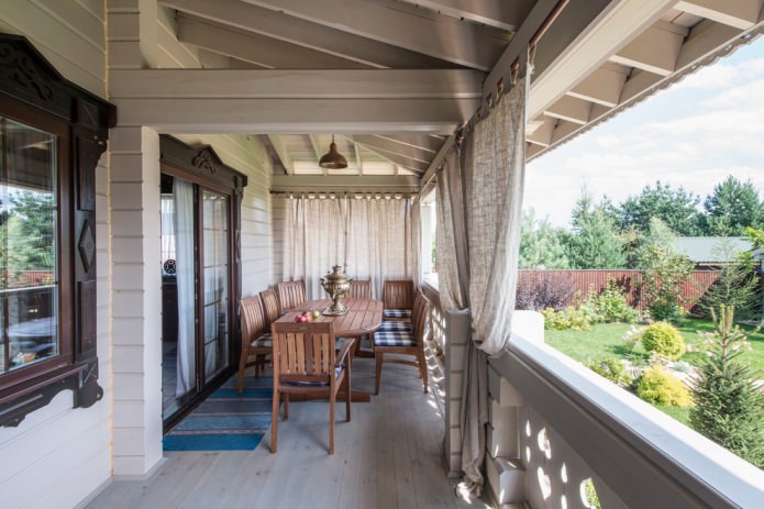 linen curtains on the terrace