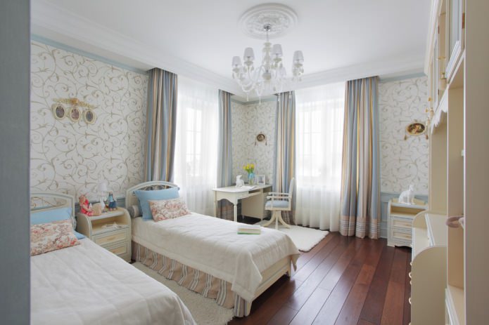 curtains in a children's room in a classic style
