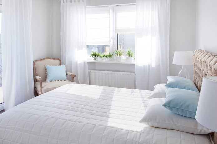tulle in a white bedroom