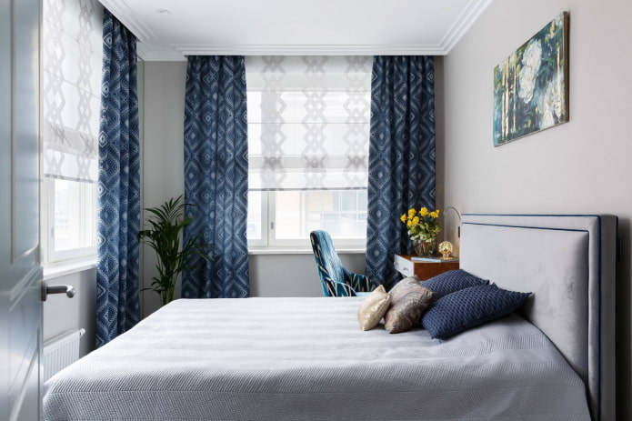 dark curtains with a print