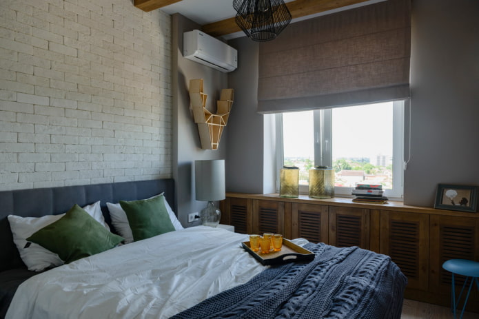 Roman blind in the bedroom