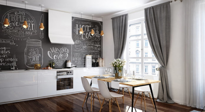 dark curtains made of natural fabric