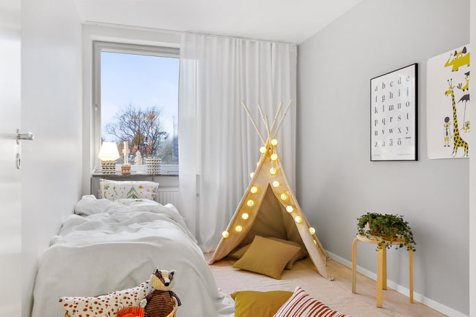 white curtain in the nursery