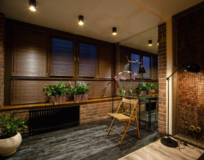 blinds in the interior in the loft style