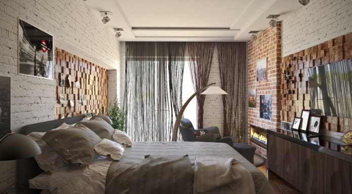 muslin in a loft-style bedroom