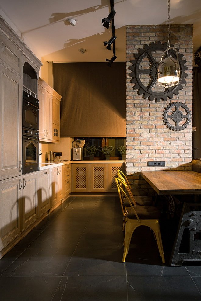 roller blinds in the kitchen in loft style